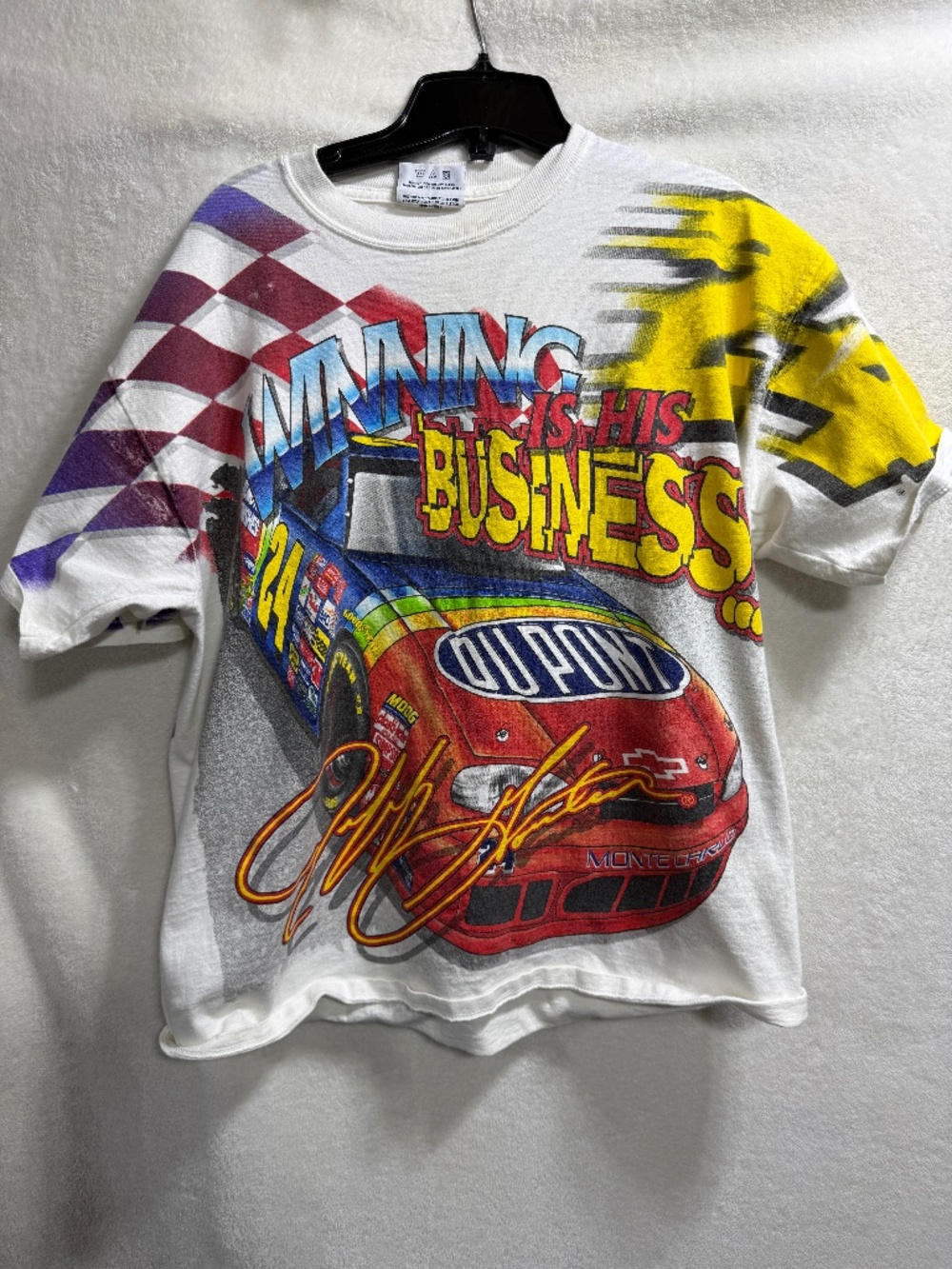 Vintage NASCAR Jeff Gordon T Shirt Medium All Over Print Winning Is His Business